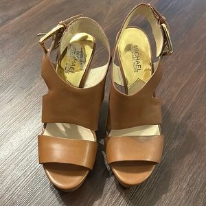 Michael Kors Sandal Wedges - Cognac - Size 7.5